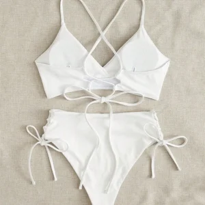 Maillot amincissant 2 pièces taille haute blanc