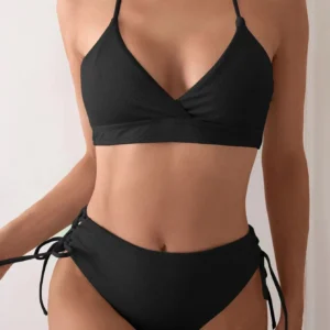 Maillot amincissant 2 pièces taille haute noir