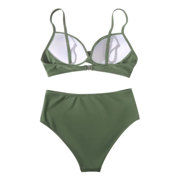 Maillot de bain gainant 2 pièces taille haute kaki – photo 3