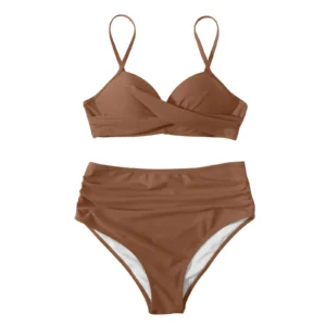 Maillot de bain gainant 2 pièces marron