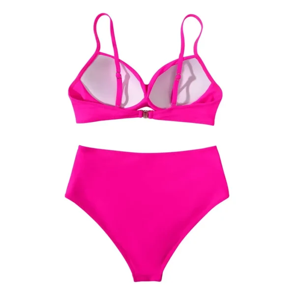 Maillot de bain gainant 2 pièces taille haute rose – photo 3