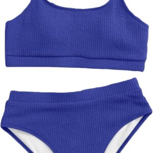 Maillot de bain gainant 2 pièces taille haute bleu foncé