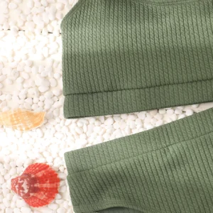 Maillot de bain gainant 2 pièces taille haute kaki