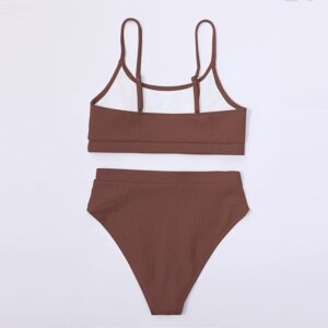 Maillot de bain gainant 2 pièces taille haute marron
