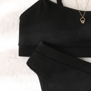 Maillot de bain gainant 2 pièces taille haute noir