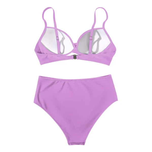 Maillot de bain gainant 2 pièces taille haute lilas – photo 3