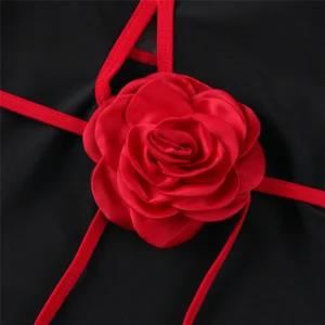 Maillot de bain gainant sculptant noir à fleur rouge