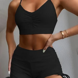 Maillot gainant avec short 2 pièces noir