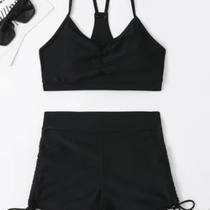 Maillot gainant avec short 2 pièces noir