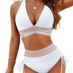 Maillot gainant bikini taille haute blanc