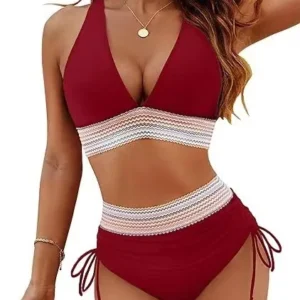 Maillot gainant bikini taille haute bordeaux