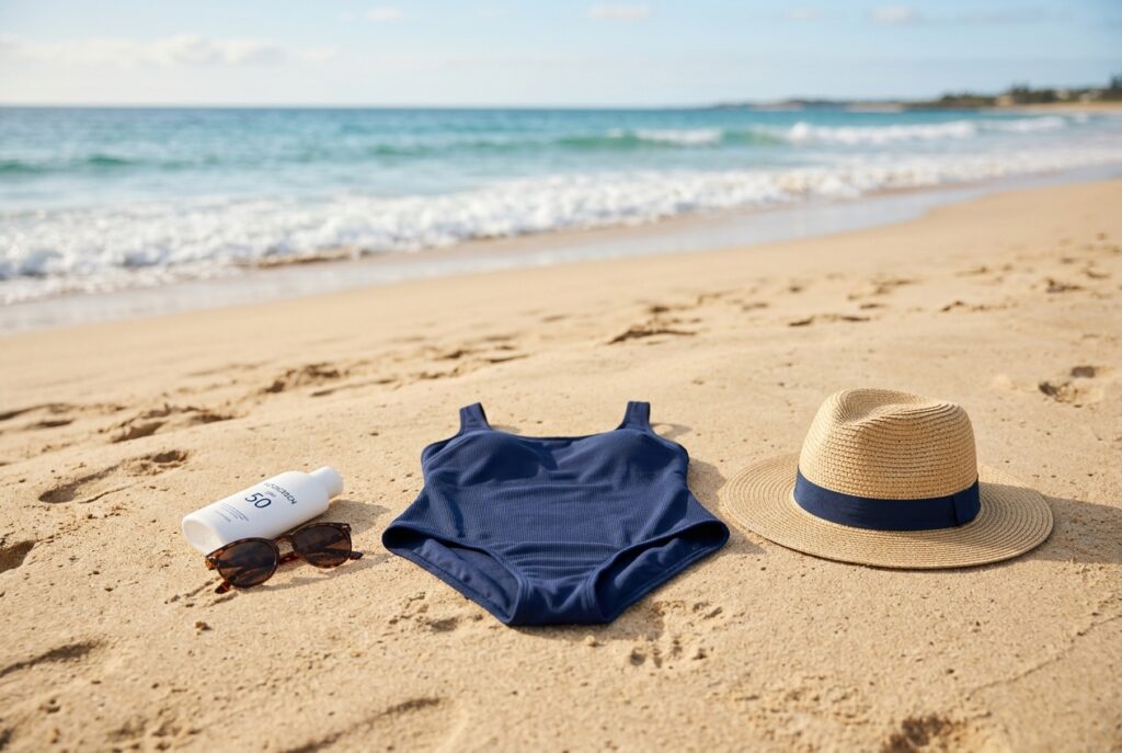 Maillot de bain gainant confortable journée plage - illustration