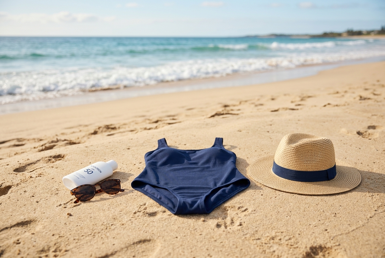 Maillot de bain gainant confortable journée plage - illustration