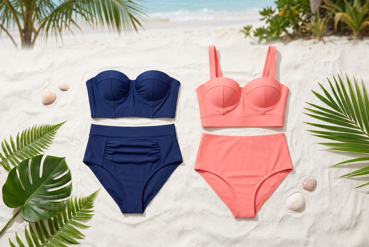 Maillot de bain gainant morphologie rectangle sans courbes - illustration