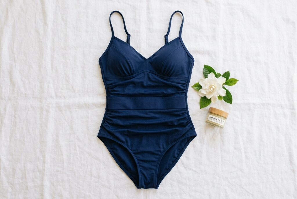 Maillot de bain gainant ventre opéré cicatrice - illustration