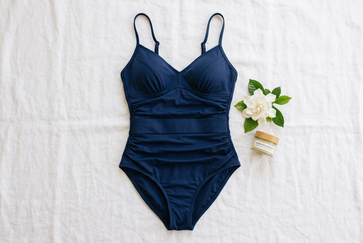 Maillot de bain gainant ventre opéré cicatrice - illustration